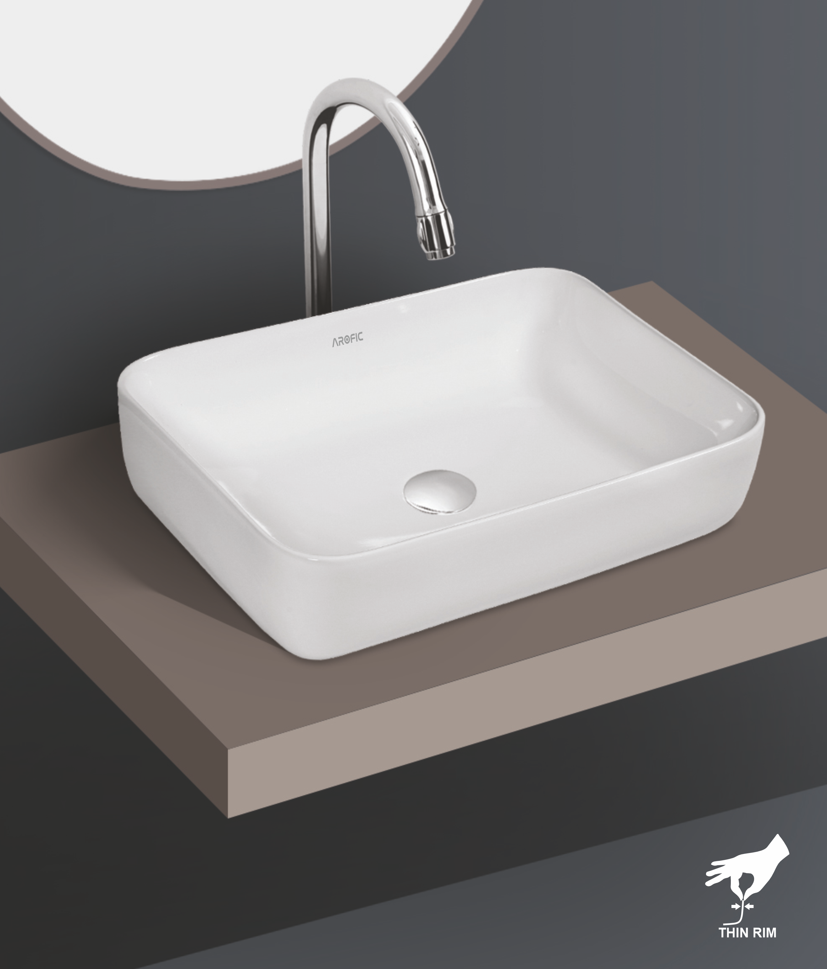 OCEAN Table Top Wash Basin – Rectangular Deep Bowl