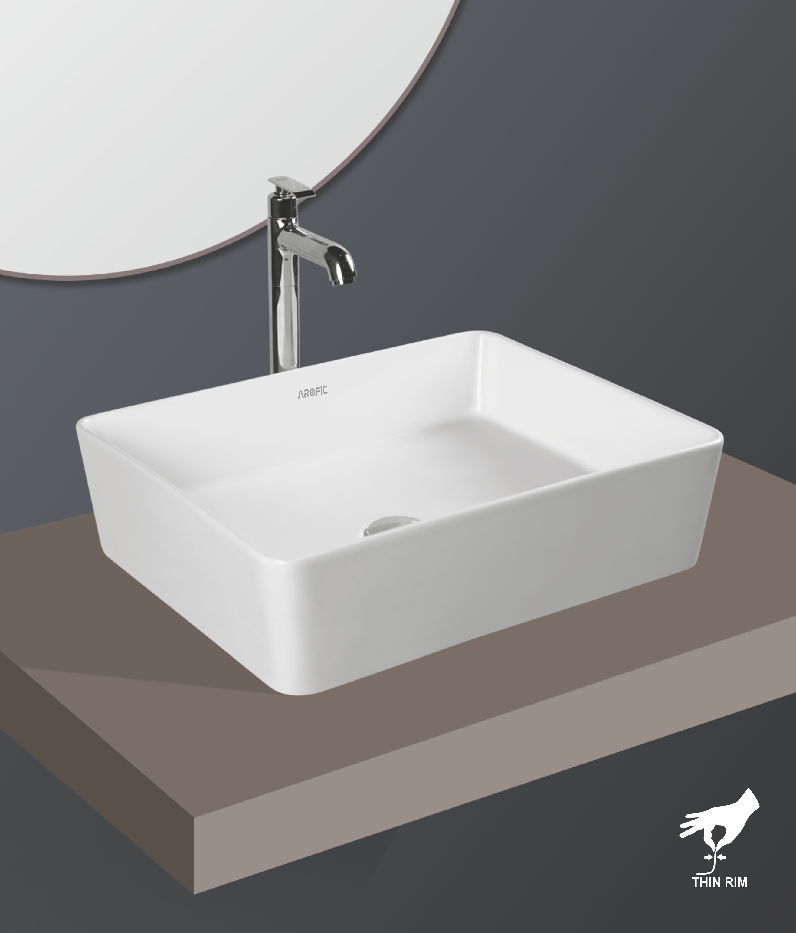 CROMA Table Top Wash Basin – Large Rectangular