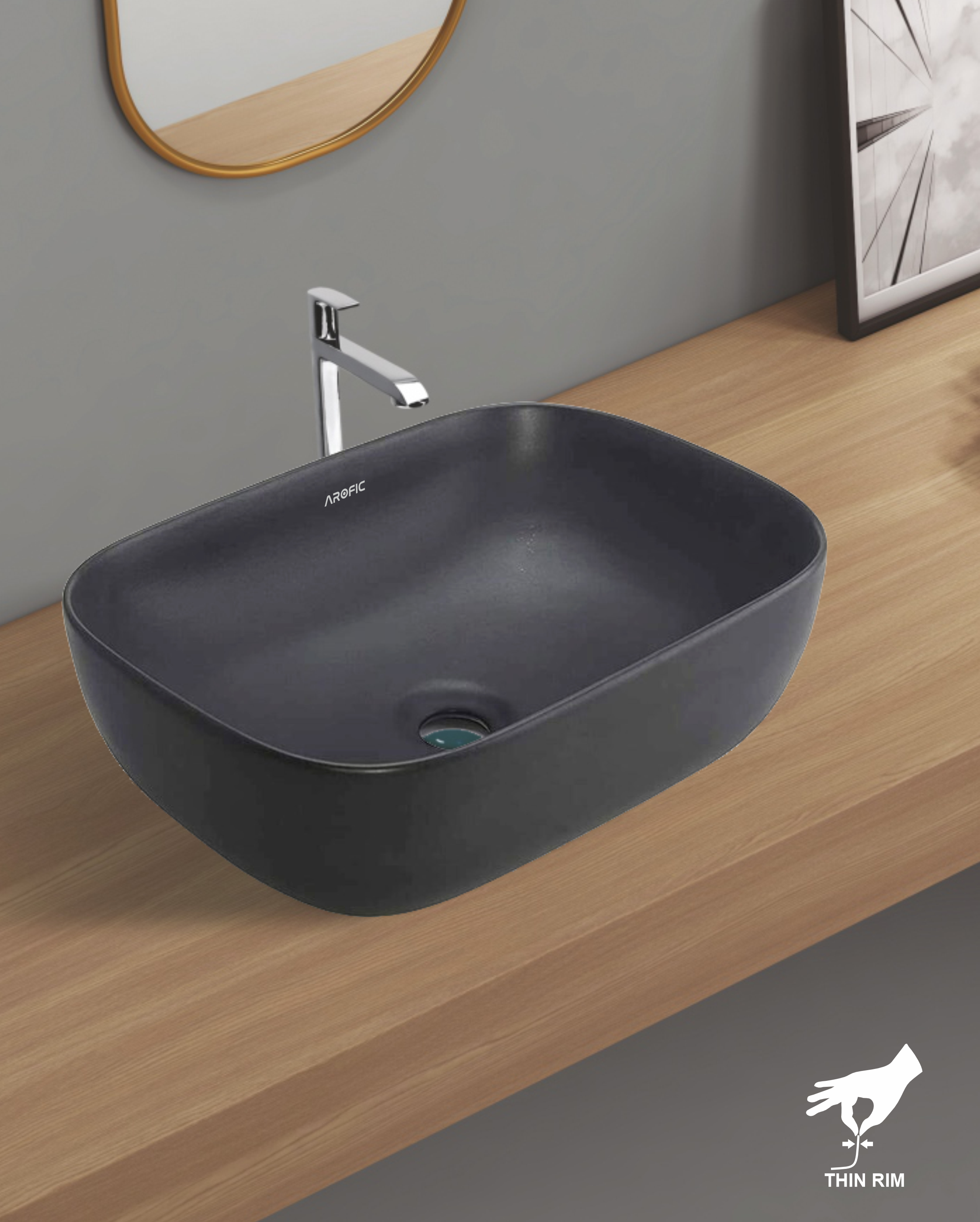 SLEEK Table Top Wash Basin – Matte Black Finish
