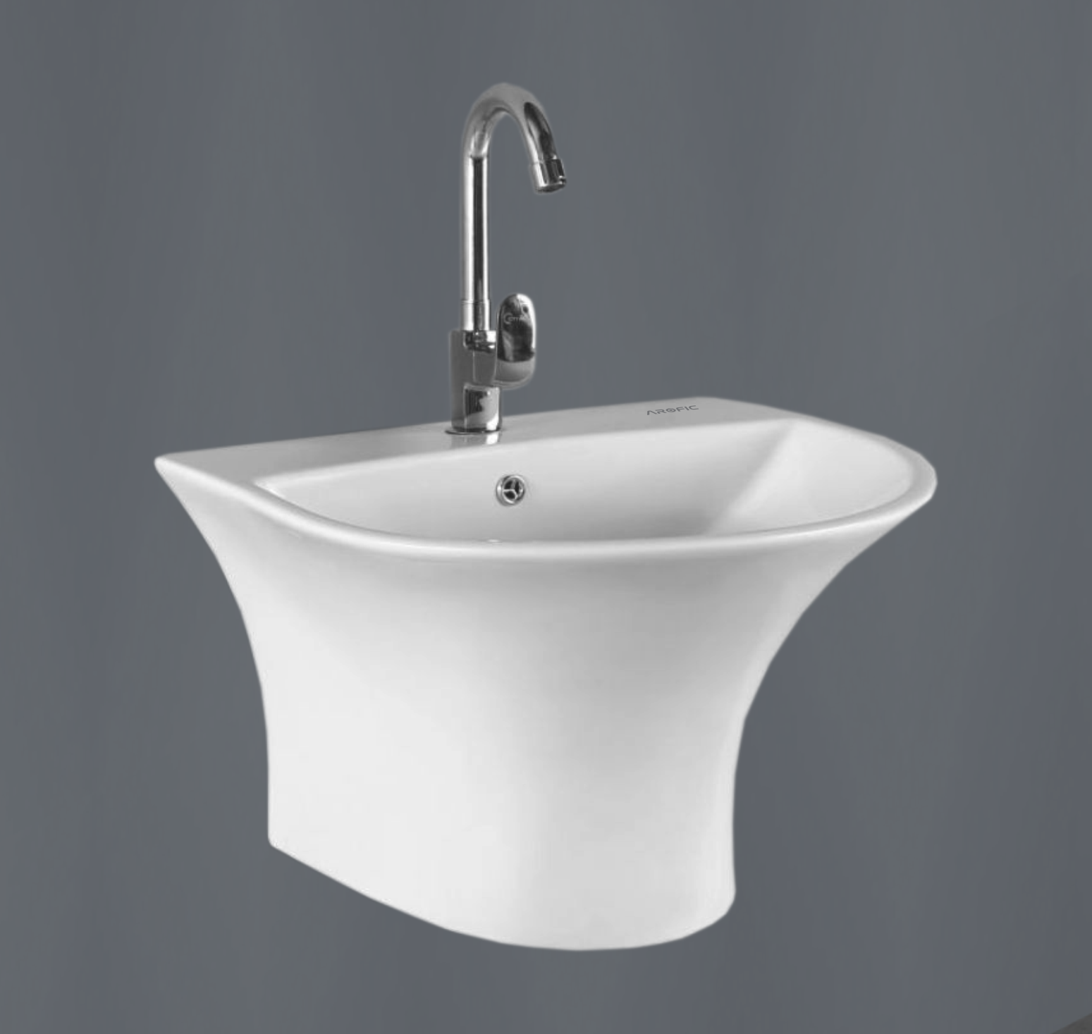 AQUA Pedestal Wash Basin – Modern Curved Design
