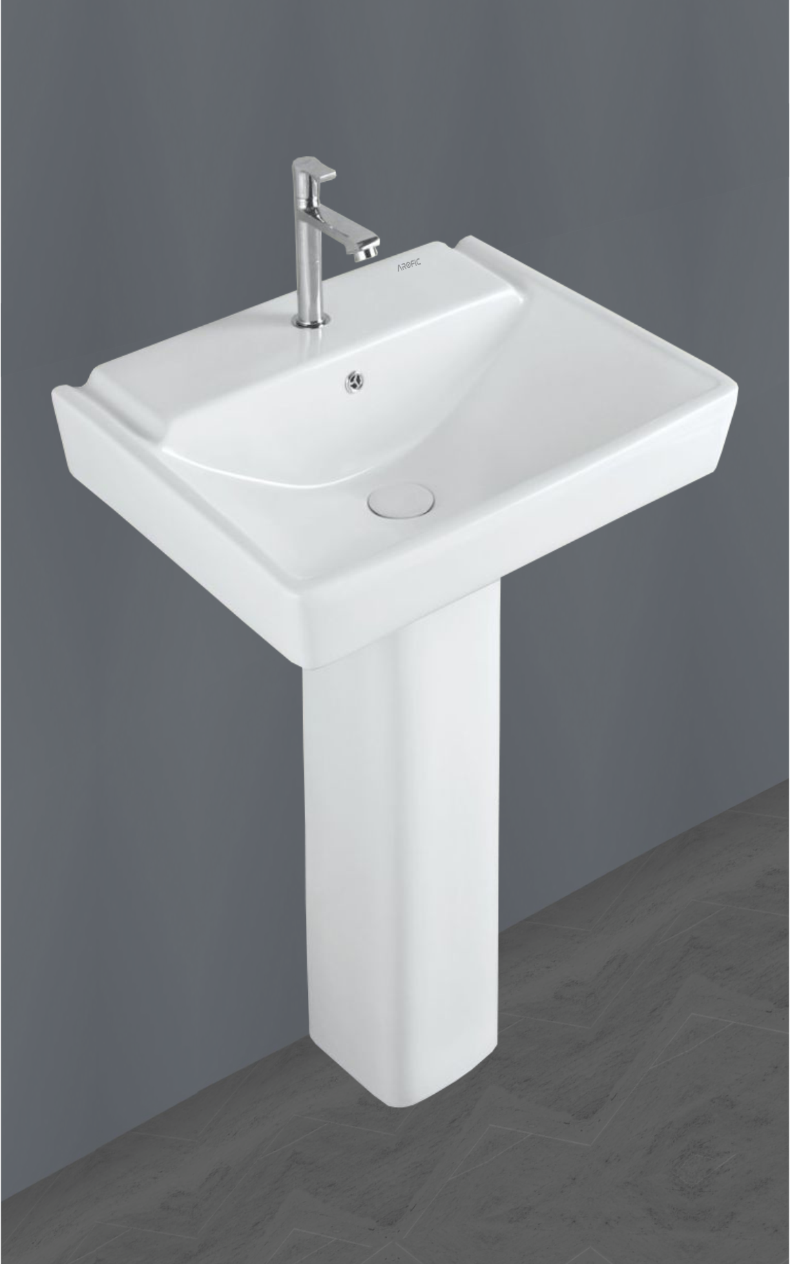 SIMON Pedestal Wash Basin – Modern Rectangular